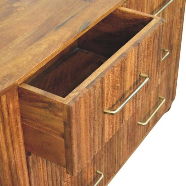 Artisan Furniture Solid Wood Ridgefront Chest – Amber Oak, 6 Drawers, Brown