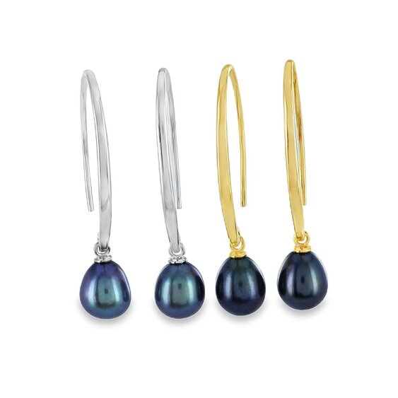 Reeves & Reeves Long Loop Peacock Pearl Earrings
