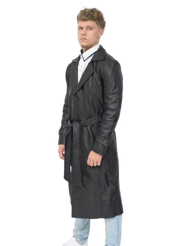 Infinity Leather Mens Leather Full Length Trench Coat-Appleton