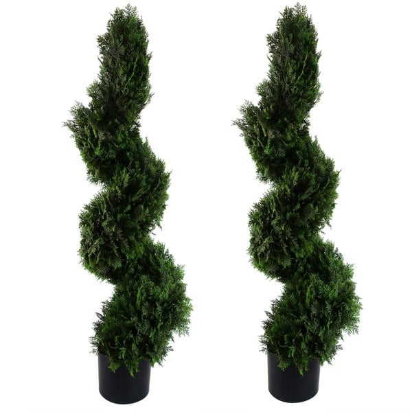 Leaf 120cm Pair of Spiral Cedar Tree Artificial Topiary