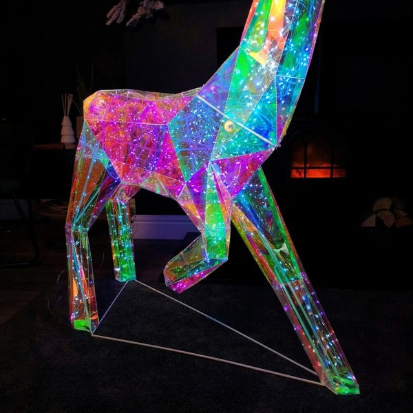 Samuel Alexander 1.4m Light up Standing Dreamlights Iridescent Christmas Stag with 600 White LEDs