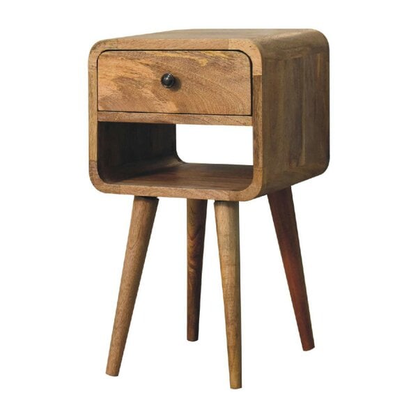 Wyld Haus Parma Small Oak Mango Wood Curve Low Bedside Table