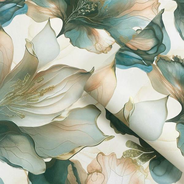 Elysian Floral Coral & Teal Wallpaper image 5