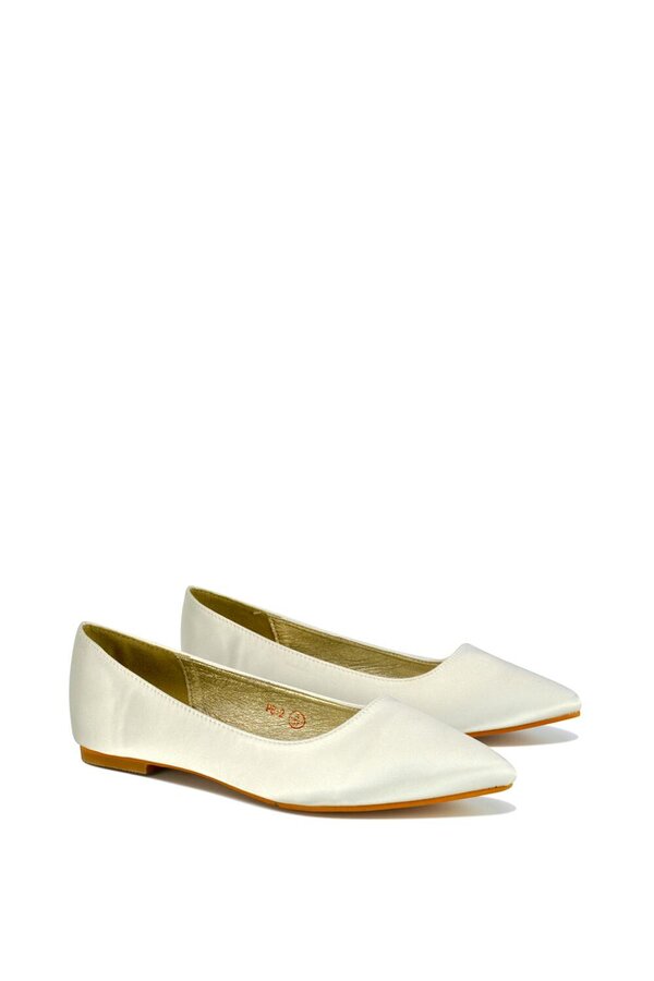 XY LONDON Pointed Toe Low Heel Bridal Ballerina Pump Shoes