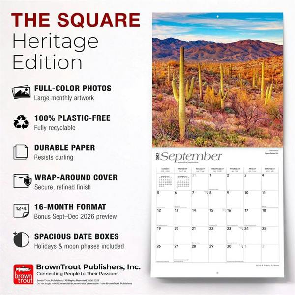 Wild & Scenic, Arizona Calendar 2027, Wall Calendars, Month To View, Travel, Gift