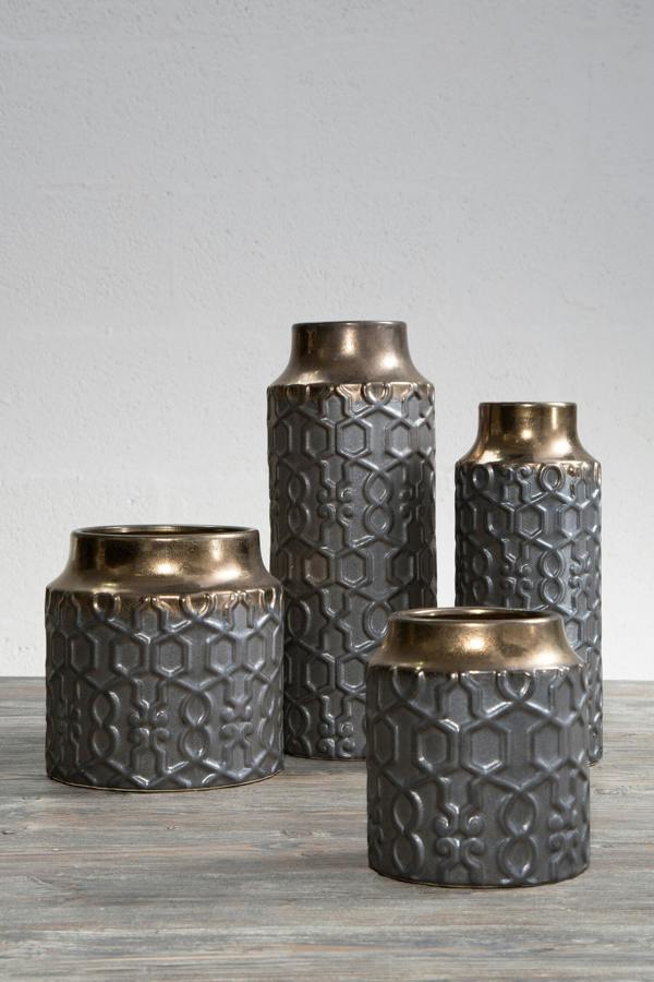 Interiors by Premier Brice Large Grey Glass Vase