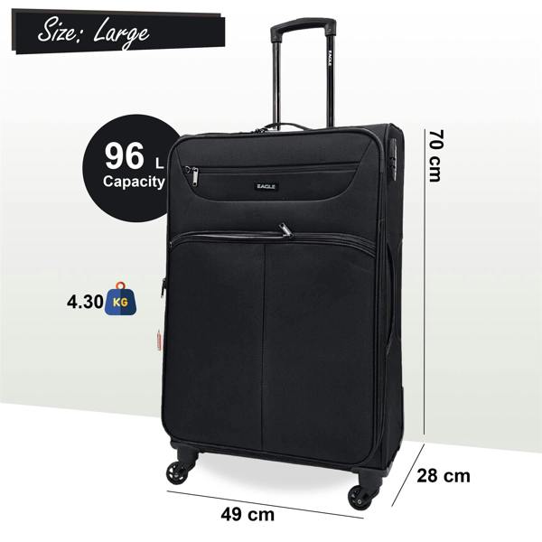Eagle Luggage Lightweight Soft Suitcase Luggage Travel TSA Set