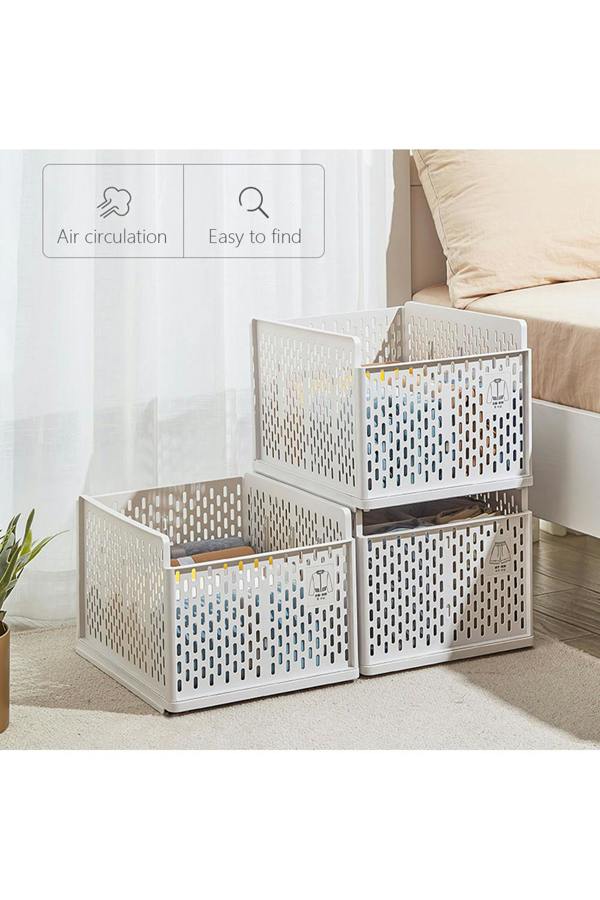 Living and Home Stackable Clothes Storage Basket Wardrobe Drawer Box Organizer