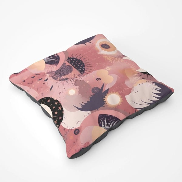 Warren Reed Abstract Red Pink Pattern Floor Cushion