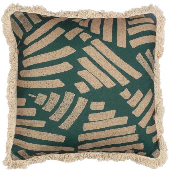 Paoletti Oromo Fringe Cushion Cover - Green - 