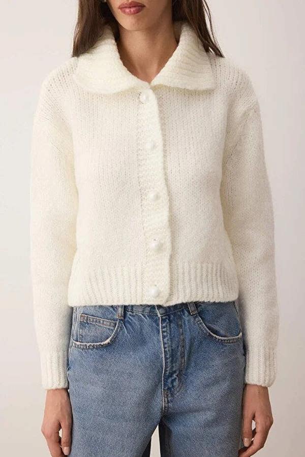 WOVCOR Oversize Crop Knit Cardigan