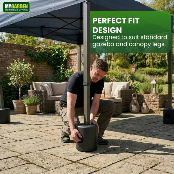 My Garden Outdoor Living My Garden Gazebo Weights 4 Pack - Fillable Marquee Leg Weights for 25mm Poles, Weather Resistant, Water or Sand Filled