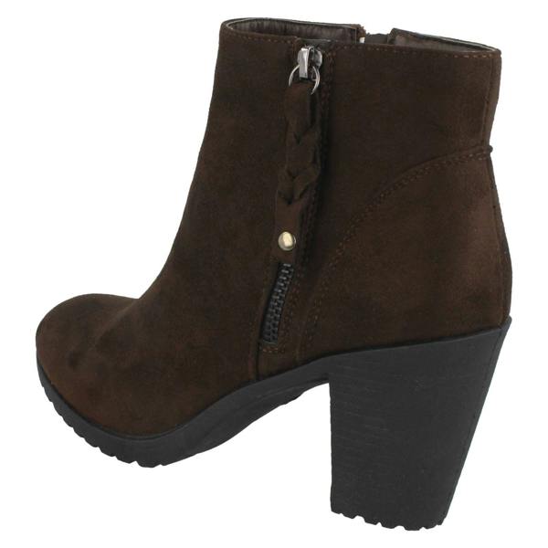 Spot On Ladies Spot On Ankle Boots With Zip Detail