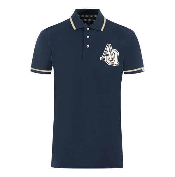 Aquascutum AQ 1851 Embroidered Tipped Polo Shirt - Navy Blue