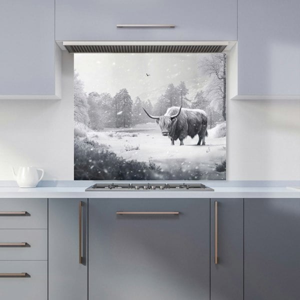 Warren Reed - Designer Snow Storm Highland Cow Kitchen Splashback