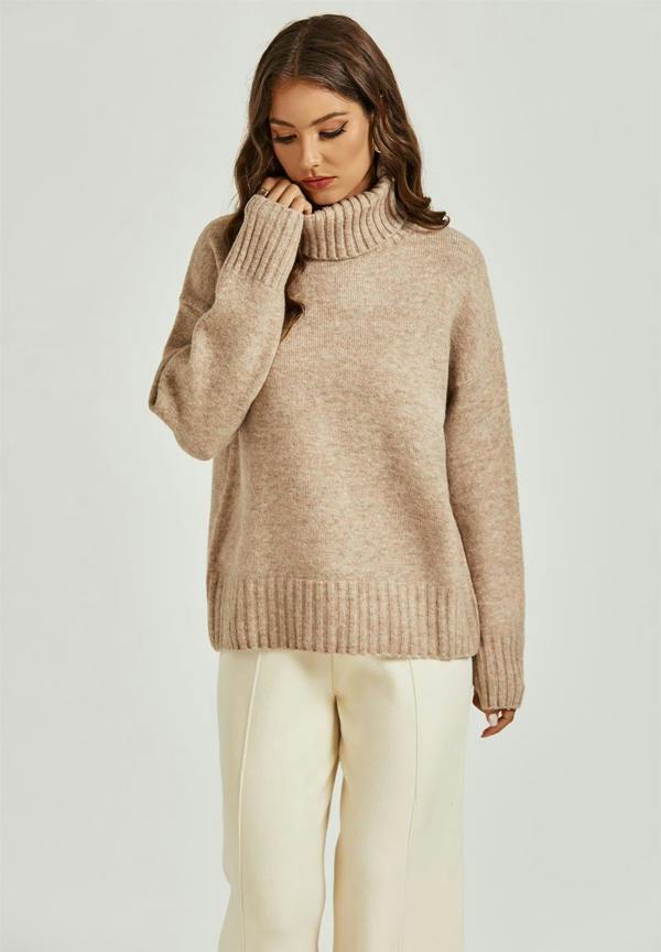 FS Collection Jumper Top With High Neck In Cream
