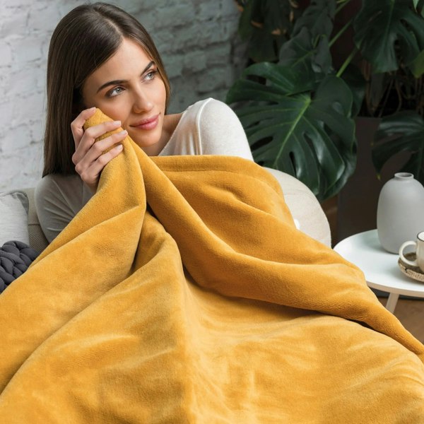 Dreamland Snuggle Up Heated Throw Electric Blanket - Mustard - 120cm x 160cm