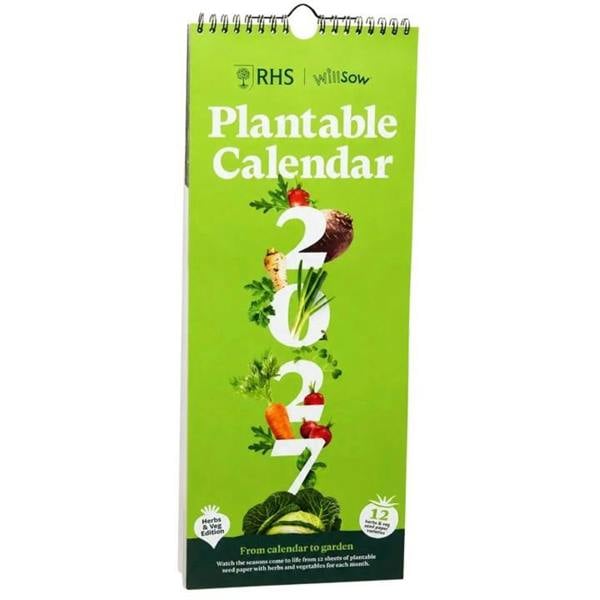 RHS, Plantable Veg & Herb Slim Calendar 2027, Wall Calendars, Month To View, Lifestyle, Gift