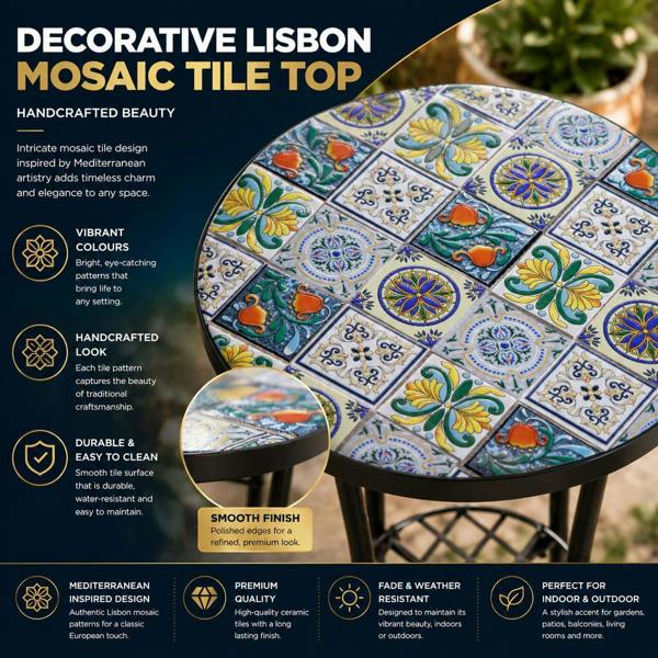 35cm Lisbon Mosaic Plant Stand/Side Table image 4