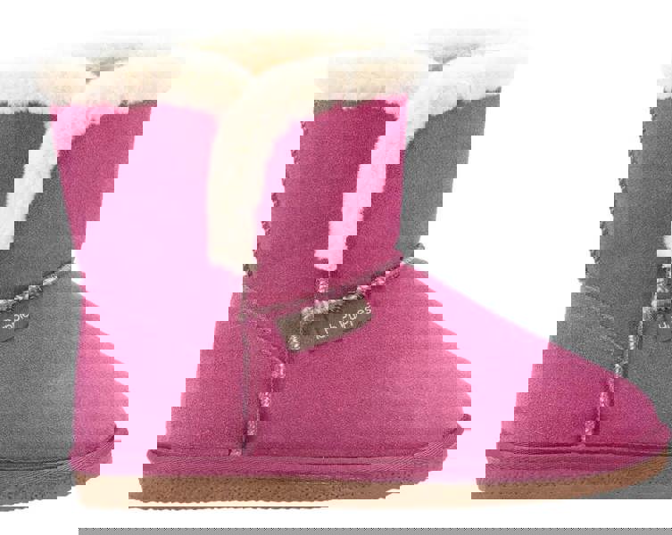 Hush Puppies Ashleigh Womens Real Suede Faux Fur Pull On Slipper Bootie