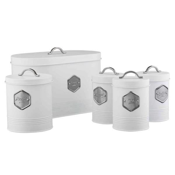 Cooks Professional 5 Piece Kitchen Storage Set | White / Silver