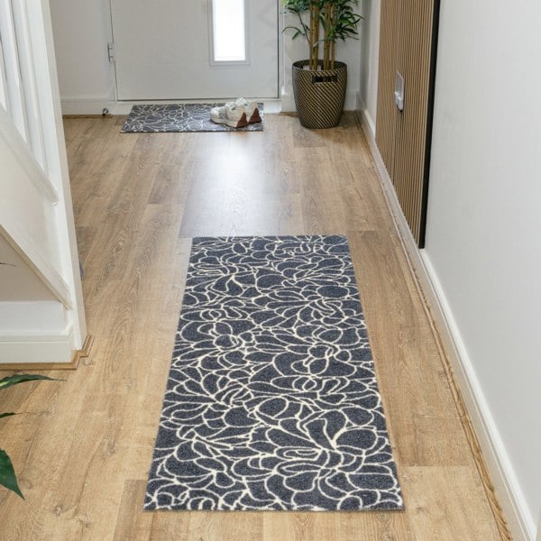 JVL Mega Mat Machine Washable Entrance Runner and Doormat Set, Floral