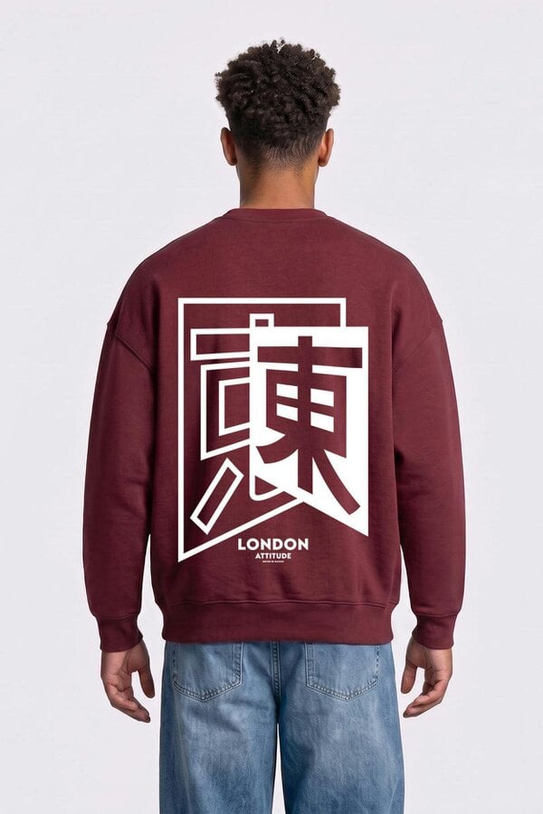 London Attitude Relaxed Fit Japanese Inspired Graphic Sweatshirt