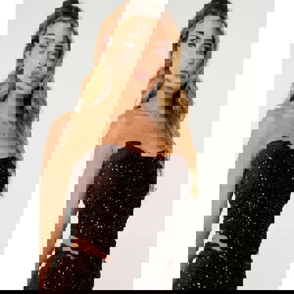 Pink Vanilla Velvet Sequin Bra Cup Bustier