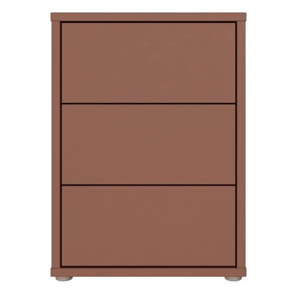 Furniture To Go Alice Springs Bedside Cabinet with 3 Drawers Push-to-Open in Terracotta