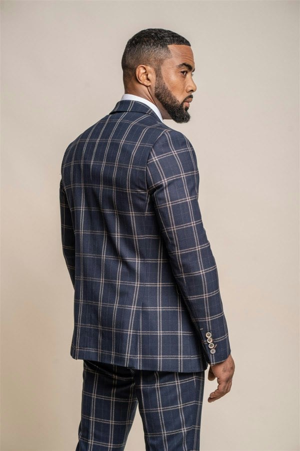 Hardy navy check blazer back