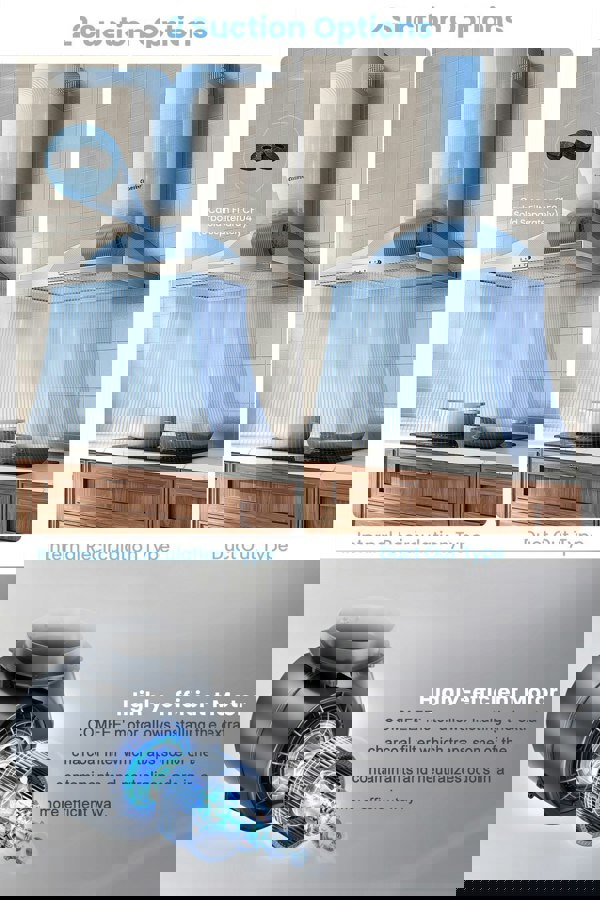 Living and Home COMFEE 60cm Chimney Cooker Hood Wall Mounted Range Hood Extractor Hood with LED