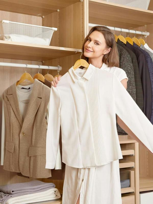 Dyzi 20 Pack Wooden Clothes Hangers With Non Slip Bar