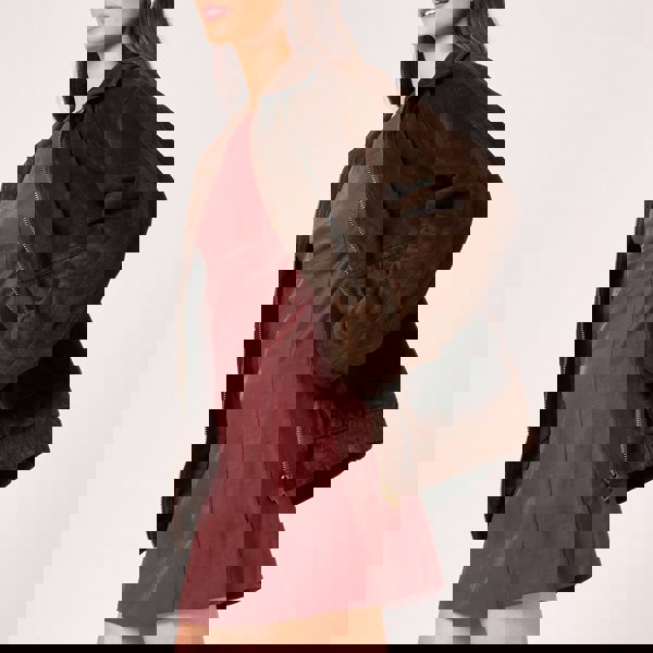 Barneys Originals Women's Brown Suede Bomber Jacket