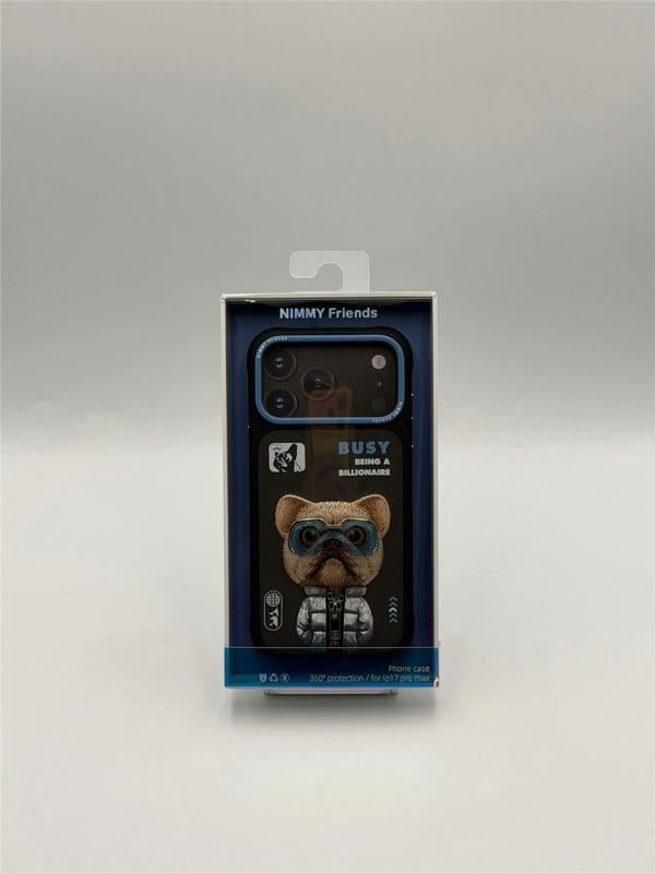 Nimmy Friends Nimmy Cool & Cute 2.0 Little Rich Tycoon Dog Case with MagSafe for iPhone 17 Pro Max 6.9" Black Blue - N-KMLL-IP17-PRO-MAX-01