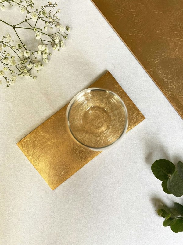 POSH TRADING COMPANY Silver Leaf Double Coaster - Gold