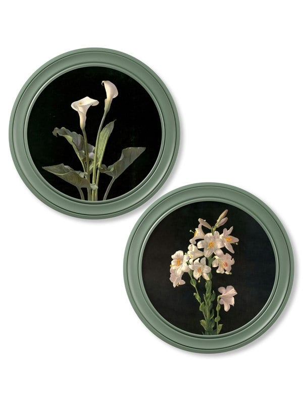 Exceptional Art c.1874 George Cochran Lambdin Lillys - Round Frame Green