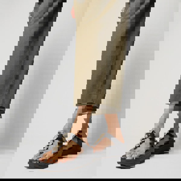 FitFlop FINO CRYSTAL-CHAIN Womens Toe Post Sandals Black