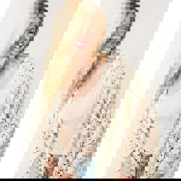 Blue Vanilla Crochet Tie Front Cardigan