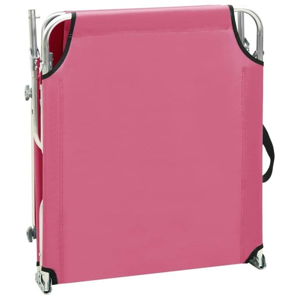 Berkfield Folding Sun Lounger with Canopy Steel Magento Pink