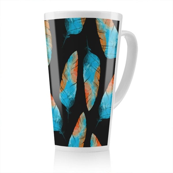 Benjamin Tate Design Imprints Boho Feathers Latte Mug