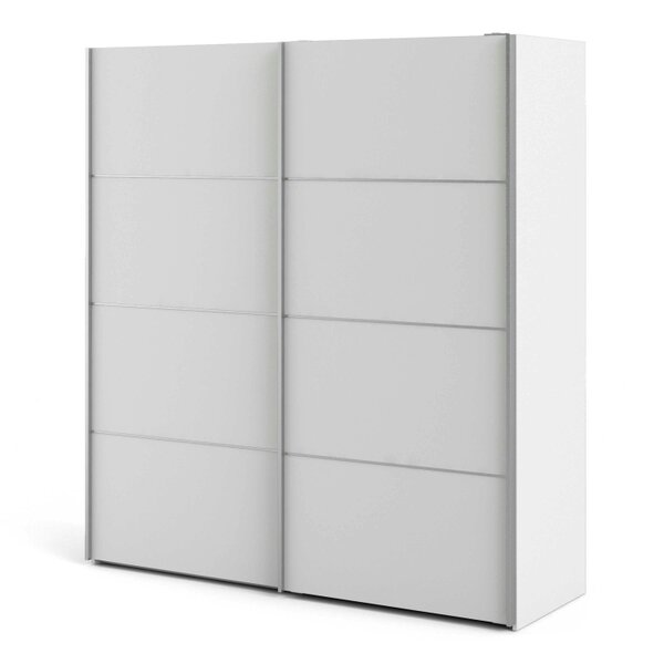 Wyld Haus Bordeaux Wide White Double Sliding Door Wardrobe 5 Shelves 180cm