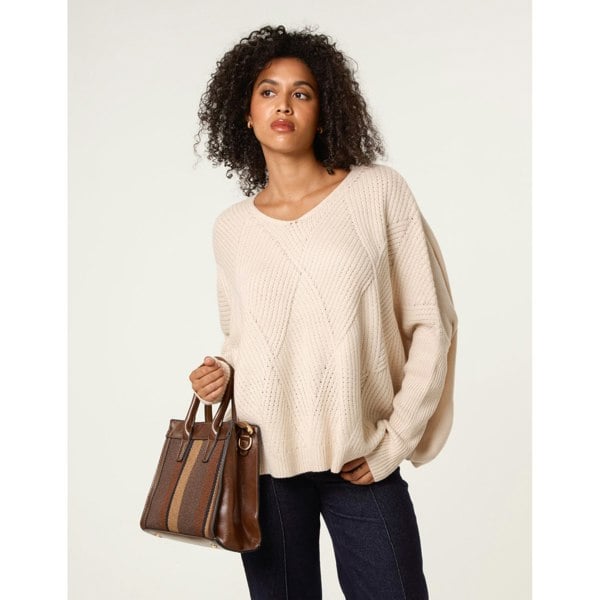 Blue Vanilla Slouchy V Neck Jumper