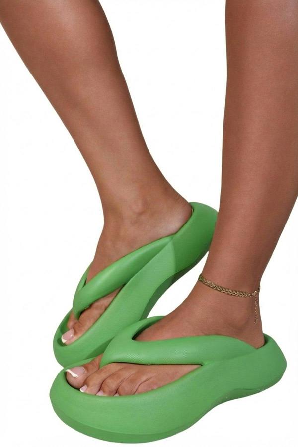 Cora Chunky Platform Flip-flops Sandals - Green_wb