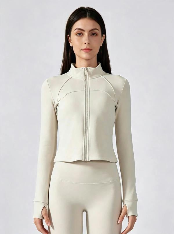 Anniou Cropped Windbreaker Jacket - ivory