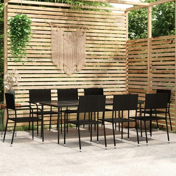 Berkfield 9 Piece Garden Dining Set Black