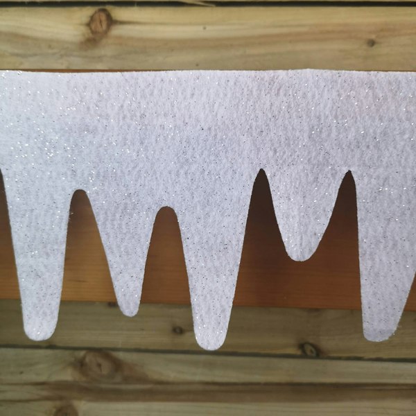 Samuel Alexander Premier White Felt 18cm x 240cm Decorative Glitter Christmas Icicle Fringe Wall Fireplace Decoration