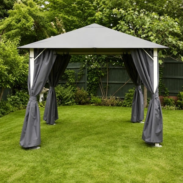 Vintage Gazebo Curtain Set Grey The Garden Furniture Shop