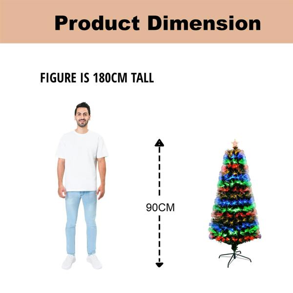 3ft Multicolour Fibre Optic Pre-Lit Christmas Tree with 8 Light Modes and PVC Tips image 8
