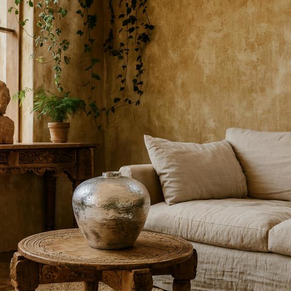 Wyld Haus Hammered Silver Ceramic Vase