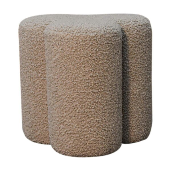 Wyld Haus Domme Mud Boucle Shaped Clover Footstool